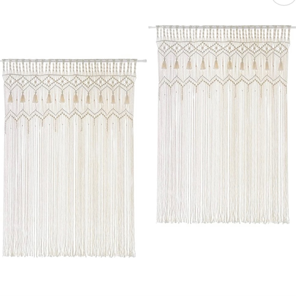 New- Pair of macrame curtains 51”X 70”.